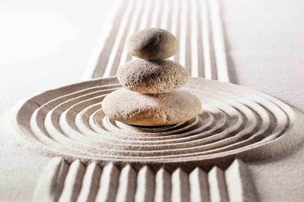 Stacked stones zen, sand, stones