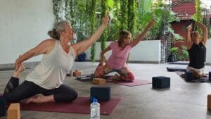 Pigeon pose at the Vallarta Breeze Yoga Puerto Vallarta Yoga Studio
