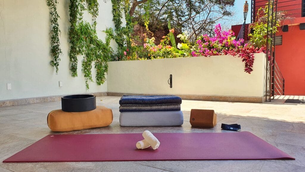 Private Class Gear Setup Private class setting with top of the line gear including Manduka Pro Mats at the Vallarta Breeze Yoga Studio.